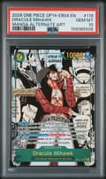 2026 One Piece Op14-Eb04-The Azure Sea's Seven Dracule Mihawk Manga Alternate Art #119 PSA 10