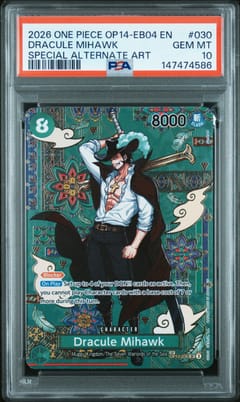 2026 One Piece Op14-Eb04-The Azure Sea's Seven Dracule Mihawk Special Alternate Art #030 PSA 10