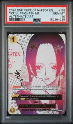 2026 One Piece Op14-Eb04-The Azure Sea's Seven You'll Frighten Me... Alternate Art #118 PSA 10