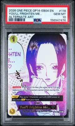 2026 One Piece Op14-Eb04-The Azure Sea's Seven You'll Frighten Me... Alternate Art #118 PSA 10