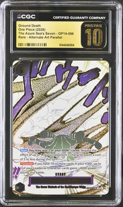 2026 One Piece The Azure Sea's Seven (OP14-EB04) Ground Death (Borderless) Alt Art #OP14-096 CGC 10  Pristine