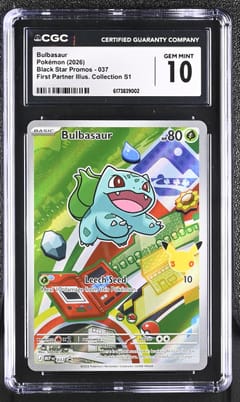 2026 Pokemon Black Star Promos - Mega Evolution MEP EN Bulbasaur First Partner Illustration Collection Series 1 #037 CGC 10