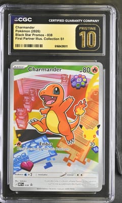 2026 Pokemon Black Star Promos - Mega Evolution MEP EN Charmander First Partner Illustration Collection Series 1 #038 CGC 10  Pristine