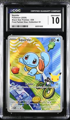 2026 Pokemon Black Star Promos - Mega Evolution MEP EN Squirtle First Partner Illustration Collection Series 1 #039 CGC 10